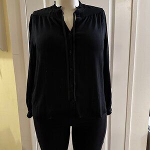 Women's DKNY Blouse Size L Black with Metallic NWOT